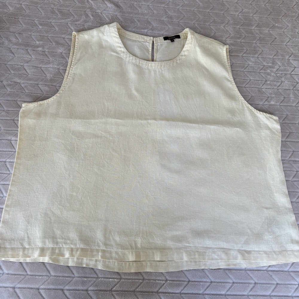 Quince 100% European Linen Tank Top Soft Yellow Sleeveless Size XL